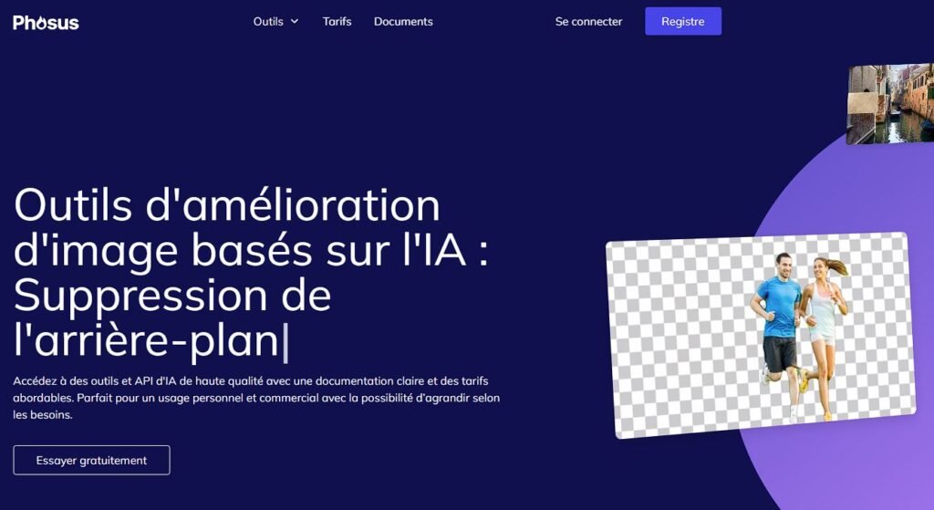 Page d'accueil de l'outil IA d'art et d'édition d'images Phosus