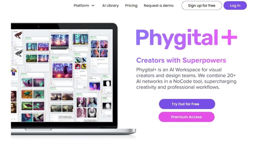 Page d'accueil de l'outil IA d'édition et génération d'images Phygital +