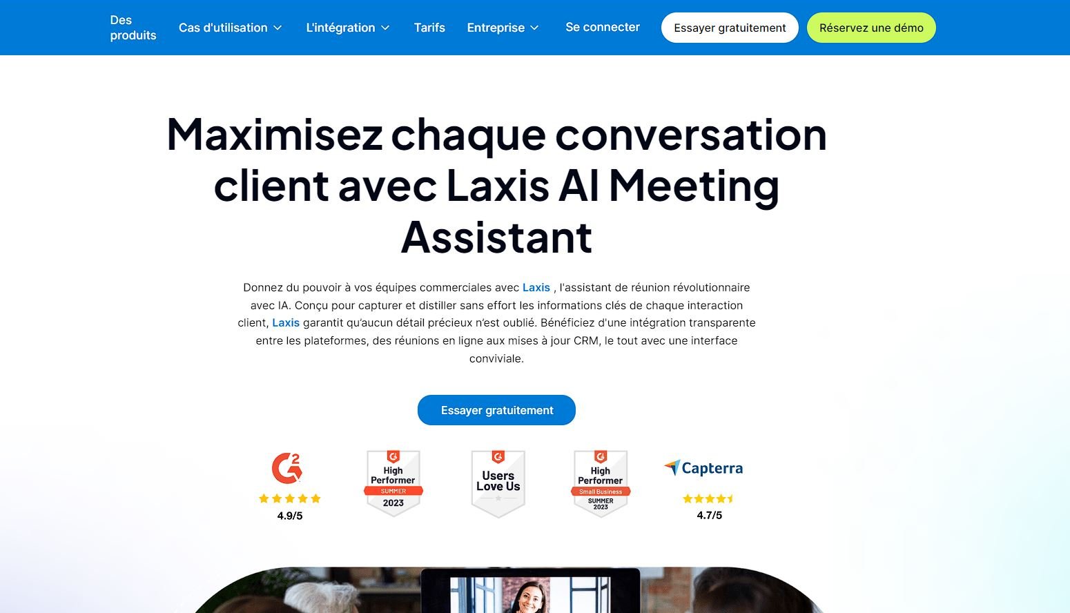 Page d'accueil de l'outil IA de Transcription Laxis