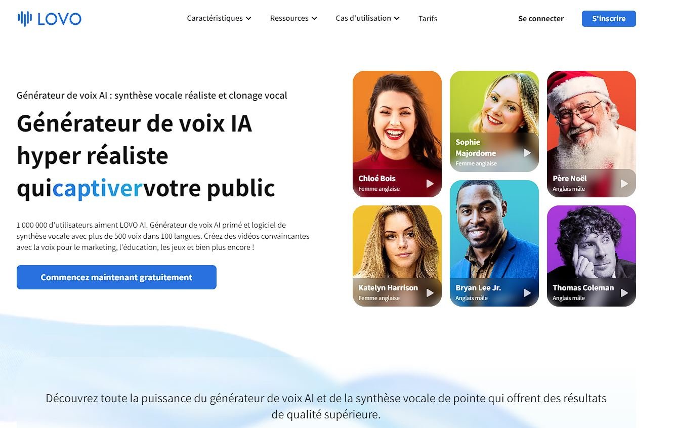 Page d'accueil de l'outil IA de Synthèse vocale (TTS) Lovo.ai