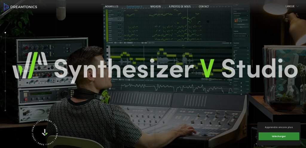 Page d'accueil de l'outil IA de Synthèse vocale (TTS) Synthesizer V